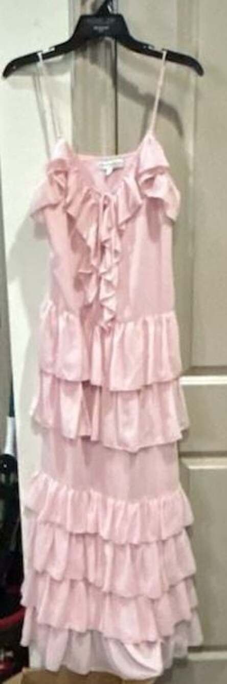 Torn by Ronny Kobo Tiered Ruffle Maxi Dress Size S Pink